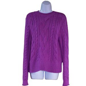Banana Republic Purple Cable Knit Sweater Cotton Wool Blend Size Large